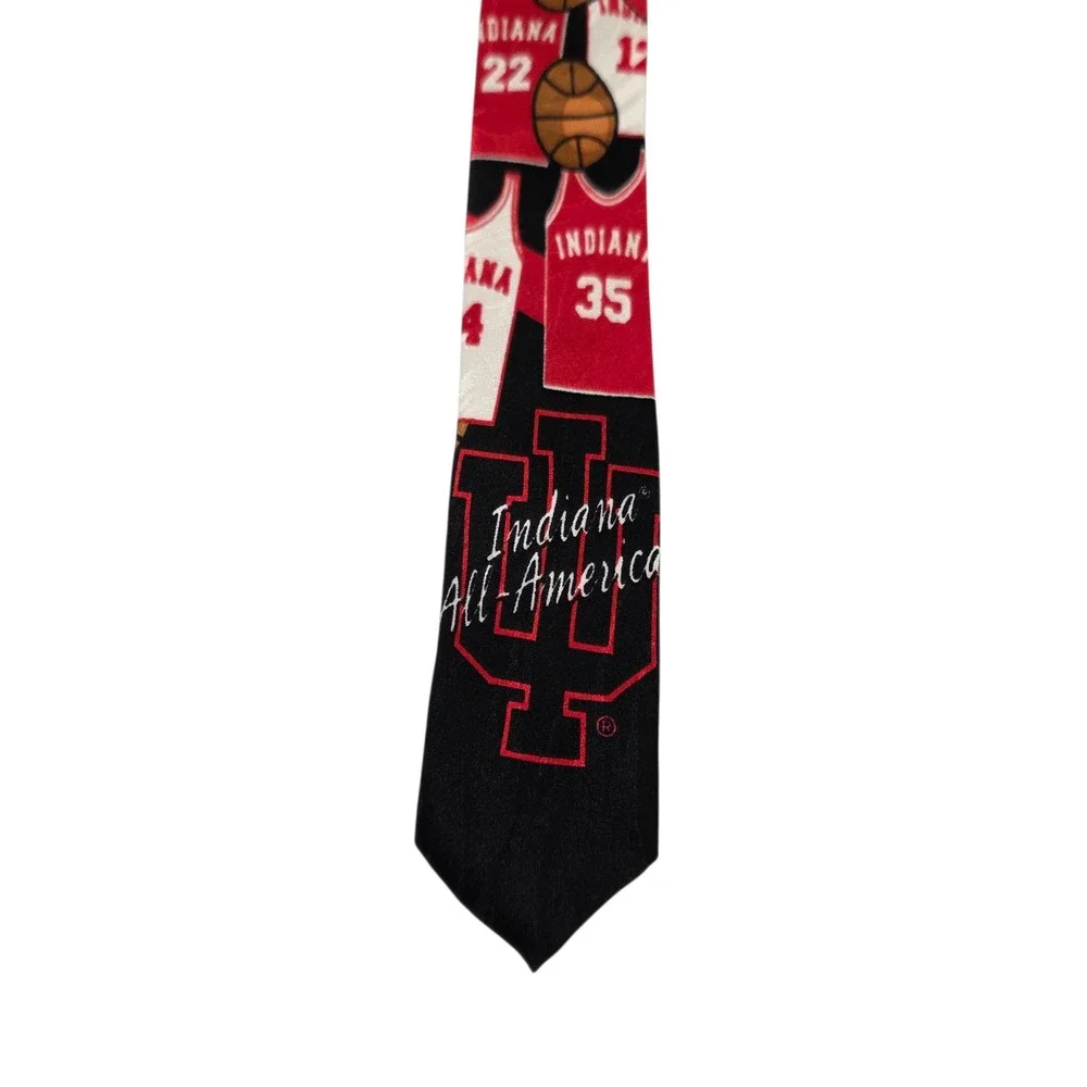 Wear Ties Mens Necktie Red Black Silk Indiana Basketball‎ Jersey Sporty Coach